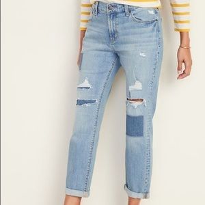 Mid Rise Distressed Boyfriend Jeans